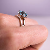 Silver and blue zirconia ring 
